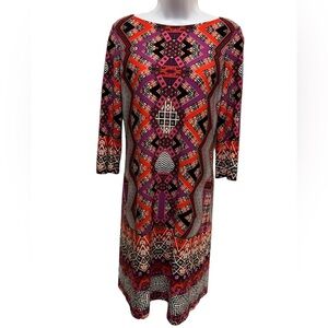 London Times Sheath Geometric Design Multicolored Dress Size 8P